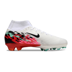 Chuteira Campo FG Nike Air Zoom Mercurial Superfly 10 Elite Branca e Vermelha Infantil