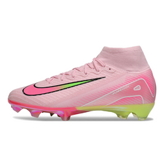 Chuteira Campo FG Nike Air Zoom Mercurial Superfly 10 Elite Rosa-Clara e Verde Infantil