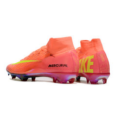 Chuteira Campo FG Nike Air Zoom Mercurial Superfly 10 Elite Rosa e Amarela Infantil