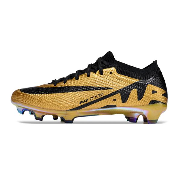 Chuteira Infantil Campo Nike Zoom Mercurial Vapor 15 Elite FG Dourada e Preta - VENI Futebol