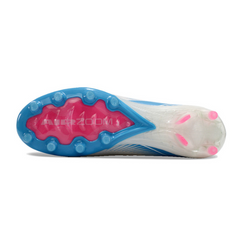 Chuteira Infantil Campo Nike Air Zoom Mercurial Vapor 16 Elite AG Branca, Azul e Rosa