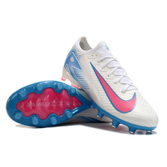 Chuteira Infantil Campo Nike Air Zoom Mercurial Vapor 16 Elite AG Branca, Azul e Rosa