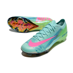 Chuteira Campo FG Nike Air Zoom Mercurial Vapor 16 Elite Infantil Azul, Verde e Rosa