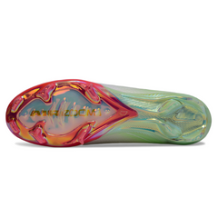 Chuteira Infantil Campo Nike Air Zoom Mercurial Vapor 16 Elite FG Branca, Rosa e Verde