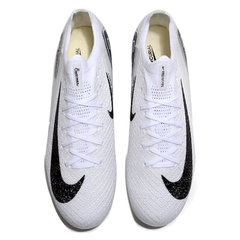 Chuteira Infantil Campo Nike Air Zoom Mercurial Vapor 16 Elite FG Branca e Cinza