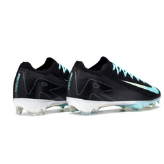 Chuteira Infantil Campo Nike Air Zoom Mercurial Vapor 16 Elite FG Preta, Branca e Azul Claro