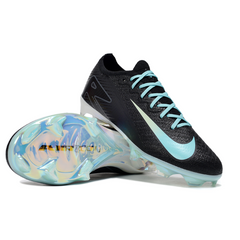 Chuteira Infantil Campo Nike Air Zoom Mercurial Vapor 16 Elite FG Preta, Branca e Azul Claro