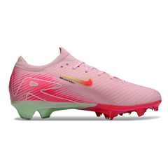 Chuteira Infantil Campo Nike Air Zoom Mercurial Vapor 16 Elite FG Rosa Claro e Verde Claro
