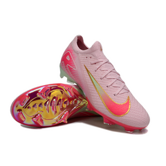 Chuteira Infantil Campo Nike Air Zoom Mercurial Vapor 16 Elite FG Rosa Claro e Verde Claro