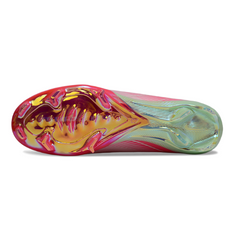 Chuteira Infantil Campo Nike Air Zoom Mercurial Vapor 16 Elite FG Rosa Claro e Verde Claro