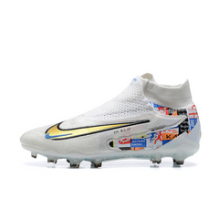 Chuteira Infantil Campo Nike Phantom GX Elite DF FG Kane Branca Pack - VENI Futebol