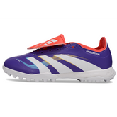 Botas de fútbol Adidas Predator 25 Elite TF para niños con lengüeta en azul y rojo