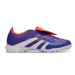 Botas de fútbol Adidas Predator 25 Elite TF para niños con lengüeta en azul y rojo