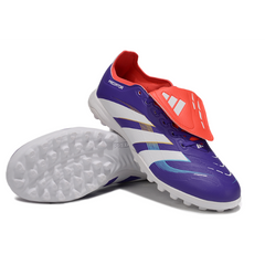 Botas de fútbol Adidas Predator 25 Elite TF para niños con lengüeta en azul y rojo