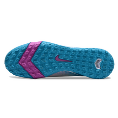 Chuteira Society TF Nike Zoom Mercurial Superfly 10 Elite Infantil Branca e Azul-Clara