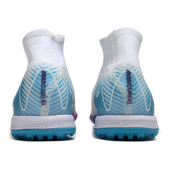 Botas de fútbol Nike Zoom Mercurial Superfly 10 Elite TF para niños, color blanco y azul claro