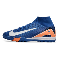 Chuteira Society TF Nike Zoom Mercurial Superfly 10 Elite Infantil Azul e Laranja