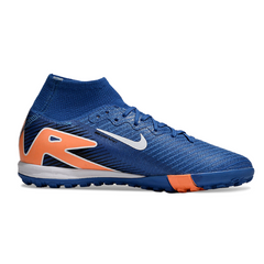 Chuteira Society TF Nike Zoom Mercurial Superfly 10 Elite Infantil Azul e Laranja