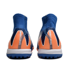 Chuteira Society TF Nike Zoom Mercurial Superfly 10 Elite Infantil Azul e Laranja