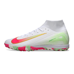 Chuteira Infantil Society Nike Zoom Mercurial Superfly 10 Elite TF Branca, Rosa e Verde