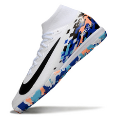 Nike Zoom Mercurial Superfly 10 Elite TF White and Blue Kids' Soccer Cleats