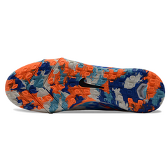Chuteira Society TF Nike Zoom Mercurial Superfly 10 Elite Infantil Branca, Azul e Laranja