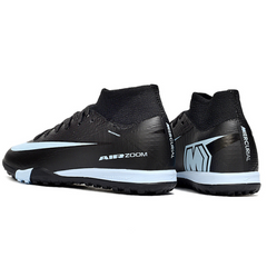 Nike Zoom Mercurial Superfly 10 Elite TF Black and Light Blue Kids' Soccer Cleats