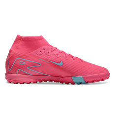 Chuteira Society TF Nike Zoom Mercurial Superfly 10 Elite Rosa e Azul Infantil