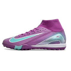 Chuteira Society TF Nike Zoom Mercurial Superfly 10 Elite Roxa e Azul Infantil