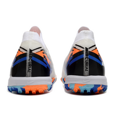 Botas de fútbol Nike Zoom Mercurial Vapor 16 Elite TF para niños en blanco, azul y naranja