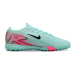 Chuteira Society TF Nike Zoom Mercurial Vapor 16 Elite Infantil Azul-Clara e Rosa