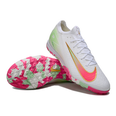 Nike Zoom Mercurial Vapor 16 Elite TF White, Light Pink and Green Kids' Soccer Cleats