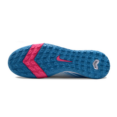 Chuteira Society TF Nike Zoom Mercurial Vapor 16 Elite Infantil Branca, Azul e Rosa