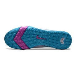 Chuteira Society TF Nike Zoom Mercurial Vapor 16 Elite Branca e Azul-Clara Infantil