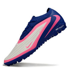 Chuteira Infantil Society Nike Phantom 6 Pro TF Branca, Azul e Rosa