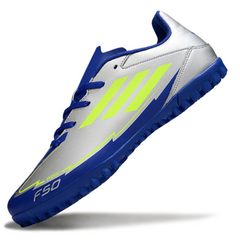 Botas de fútbol Adidas F50 Club TF Society en gris y azul oscuro