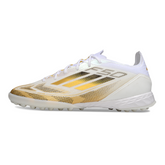 Botas de fútbol adidas F50 Elite TF Society en blanco y dorado