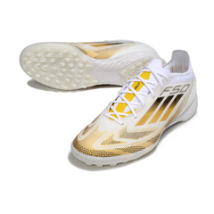 Chuteira Society Adidas F50 Elite TF Branca e Dourada