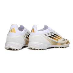 Chuteira Society TF Adidas F50 Elite Branca e Dourada