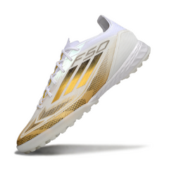 Chuteira Society Adidas F50 Elite TF Branca e Dourada