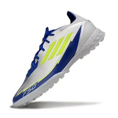 Botas de fútbol Adidas F50 Elite TF color plata y azul Society