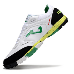 Joma Top Flex TF White, Black and Green Society Football Boots