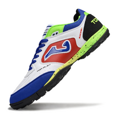 Joma Top Flex TF White, Red, Green and Pink Society Football Boots