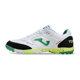 Joma Top Flex TF White, Black and Green Society Football Boots