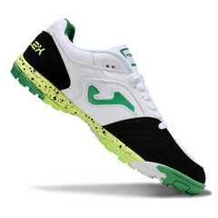 Joma Top Flex TF White, Black and Green Society Football Boots