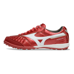 Chuteira Society Mizuno Morelia Neo 4 TF Vermelha e Branca