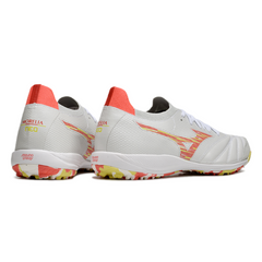 Chuteira Society TF Mizuno Neo Sala Branca, Laranja e Amarela