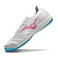 Chuteira Society TF Mizuno Neo Sala Branca, Rosa e Azul