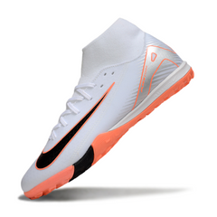 Chuteira Society Nike Zoom Mercurial Superfly 10 Academy TF Branca e Laranja