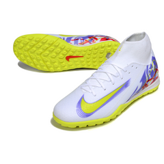 Chuteira Society Nike Zoom Mercurial Superfly 10 Academy TF Branca e Roxa